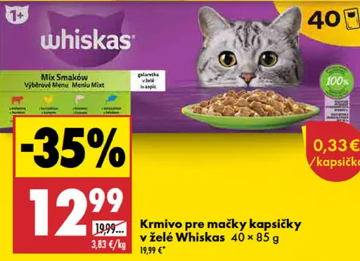 Krmivo pre mačky kapsičky v želé Whiskas, Mix Smakov