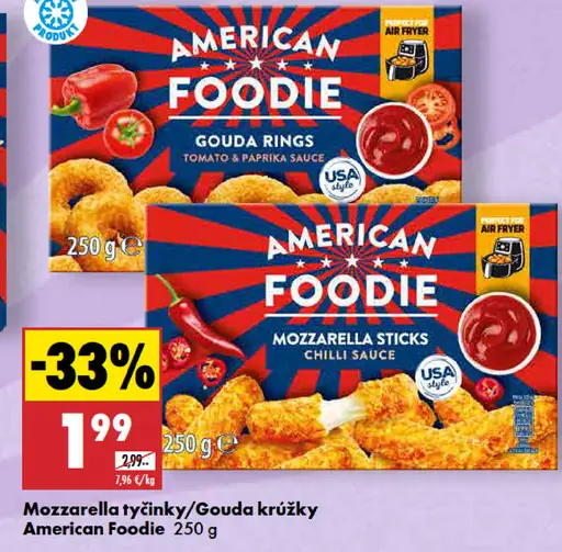 Mozzarella tyčinky / Gouda krúžky American Foodie