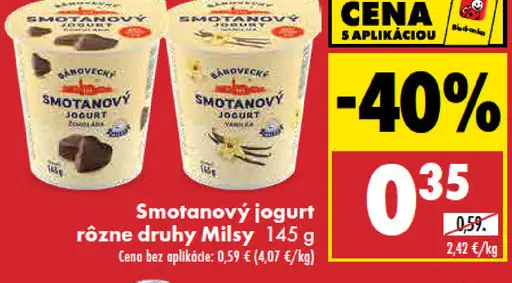 Milsy Bánovecký smotanový jogurt rôzne druhy
