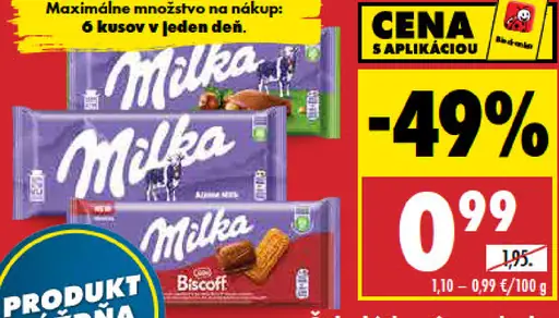 Čokoláda rôzne druhy Milka