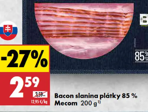 Mecom Bacon slanina plátky 85 %