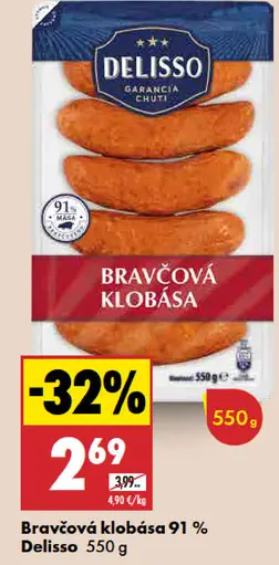 Delisso Bravčová klobása 91%