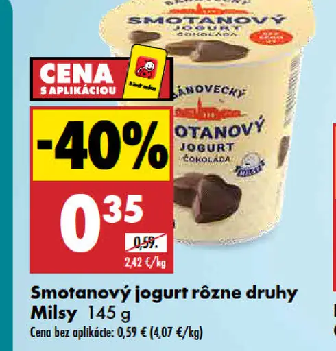 Milsy Bánovecký smotanový jogurt rôzne druhy