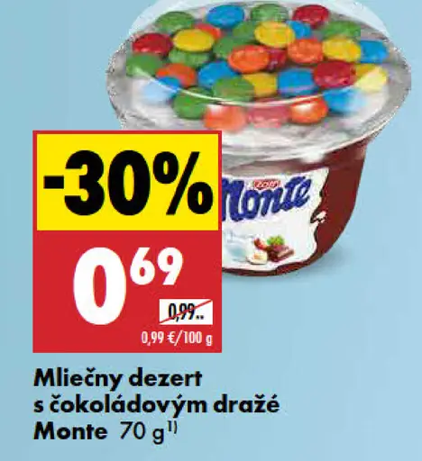 Monte mliečny dezert s čokoládovým dražé