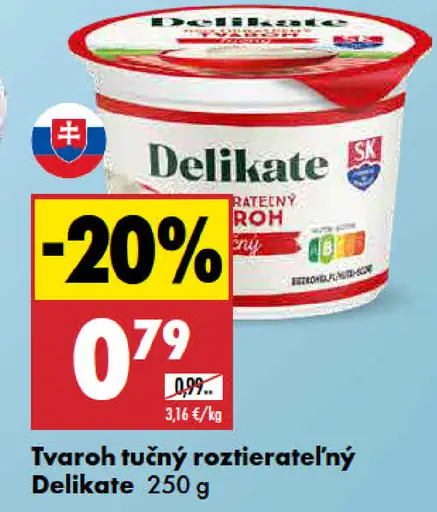 Delikate Tvaroh tučný roztierateľný