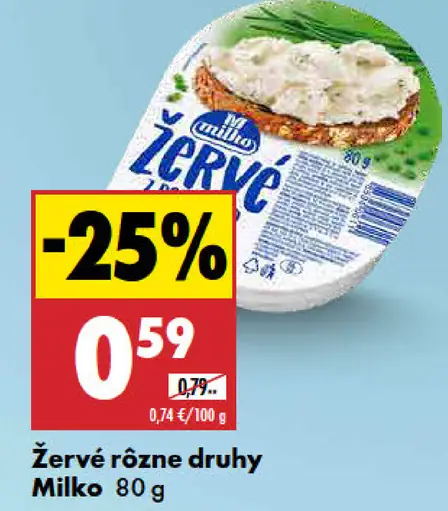 Milko Žervé rôzne druhy