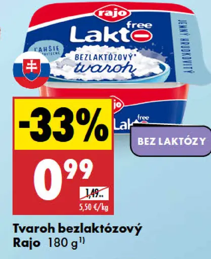 Tvaroh bezlaktózový Rajo