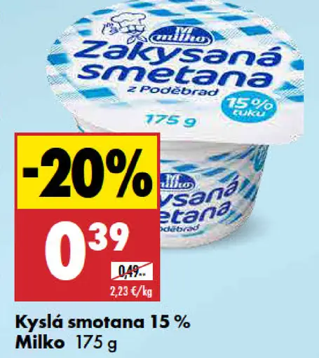 Milko kyslá smotana 15 %