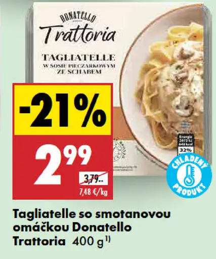 Tagliatelle so smotanovou omáčkou Donatello Trattoria
