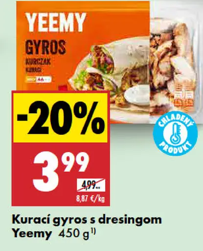 Kurací gyros s dresingom Yeemy