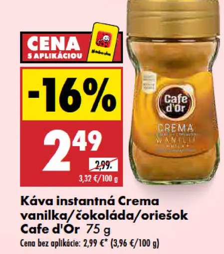 Cafe d'Or Káva instantná Crema vanilka/čokoláda/oriešok
