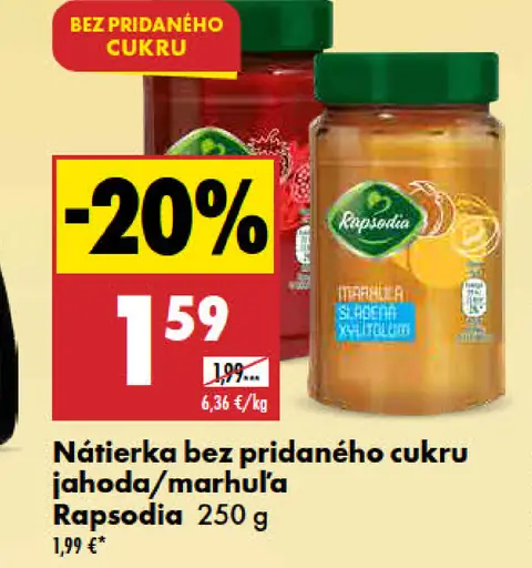 Nátierka bez cukru jahoda Rapsodia