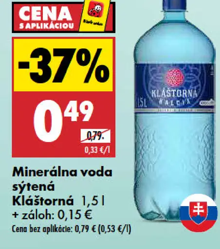 Klastorna Kalcia jemne sýtená minerálna voda