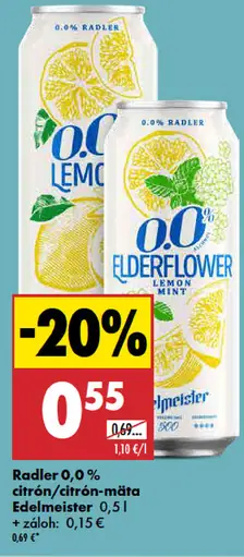 Radler 0,0 % citrón-mäta/citron Eldelmeister