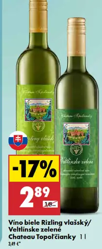 Chateau Topoľčianky Veltlínske zelené víno biele