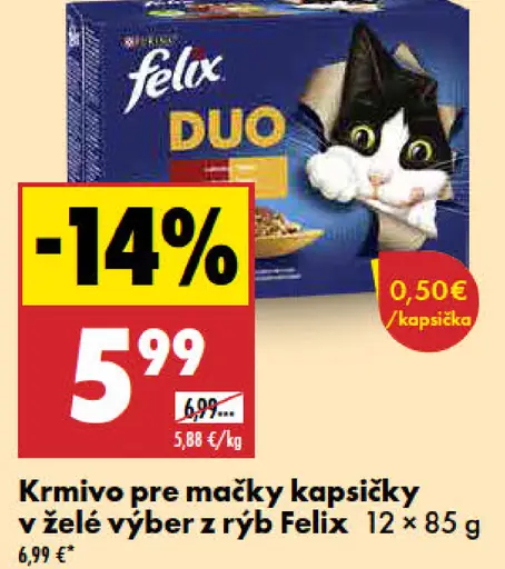 Felix kapsičky v želé, výber z rýb