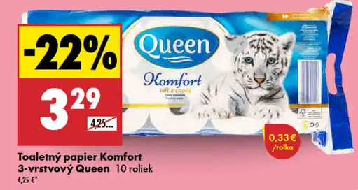 Queen Komfort toaletný papier 3-vrstvový