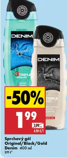Denim sprchovací gél, Black, Gold a Original