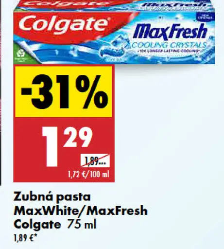 Colgate MaxWhite alebo MaxFresh zubná pasta