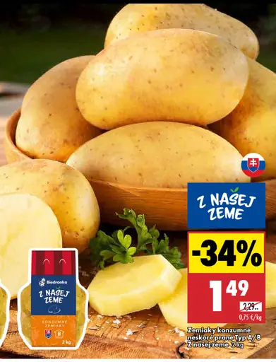 Zemiaky konzumné neskoré prané Typ A/B Z našej zeme