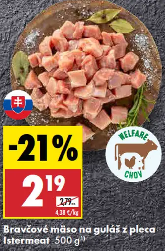 Bravčové mäso na guláš z pliecka Istermeat