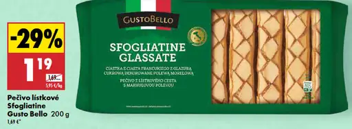 Gusto Bello lístkové pečivo Sfogliatine s marhuľovou polevou