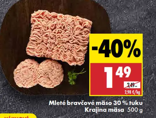 Mleté bravčové mäso 30 % tuku