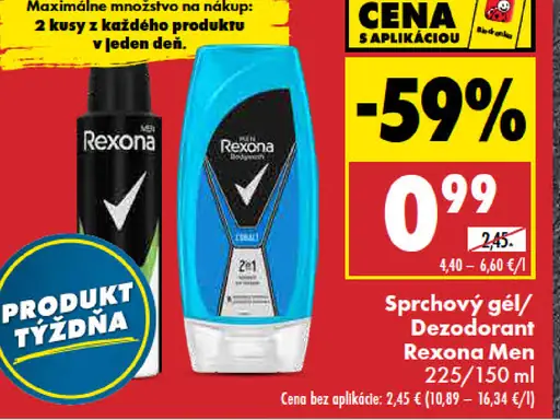 Sprchový gél Rexona Men alebo deodorant Rexona Men