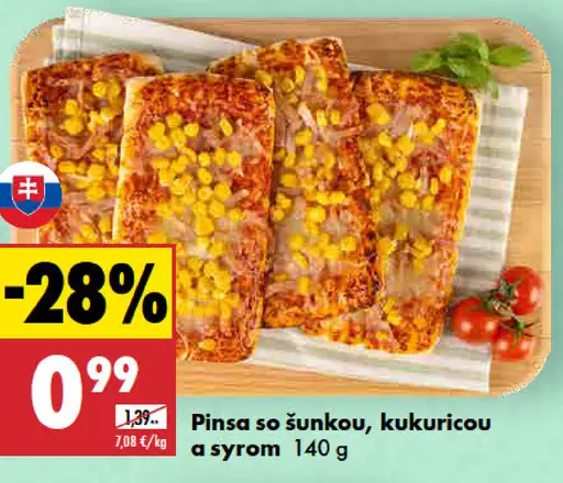 Pinsa so šunkou s kukuricou a syrom