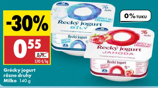 Milko Grécky jogurt rôzne druhy