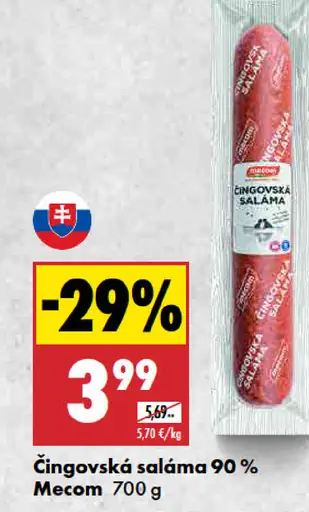 Čingovská saláma 90 % Mecom