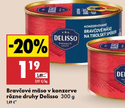 Delisso Bravčové mäso v skle rôzne druhy
