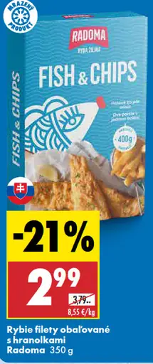 Rybie filety obaľované s hranolkami Radoma Fish & Chips