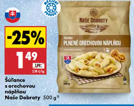 Naše Dobroty šúľance plnené orechovou náplňou