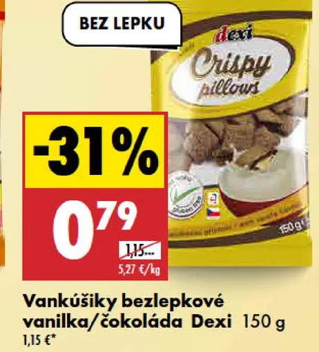 Vankúšiky bezlepkové vanilka/čokoláda Dexi