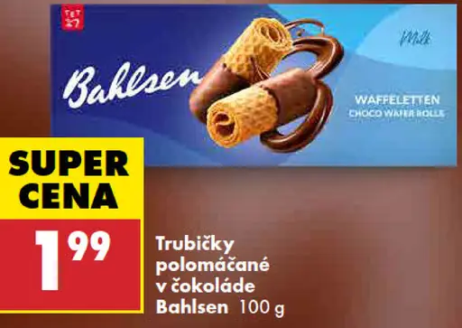Bahlsen Oblátkové trubičky polomáčané v mliečnej čokoláde