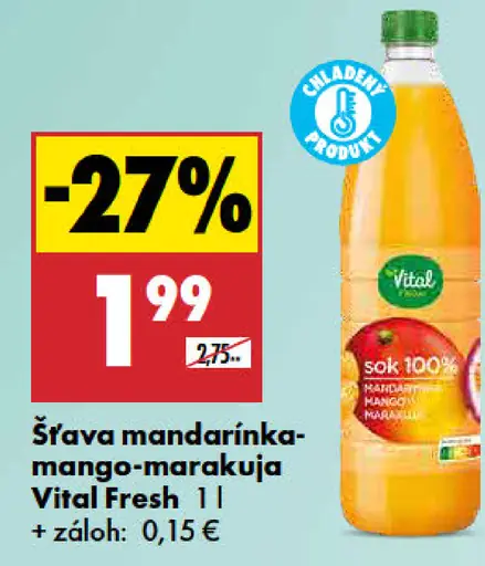 Šťava mandarínka-mango-marakuja Vital Fresh