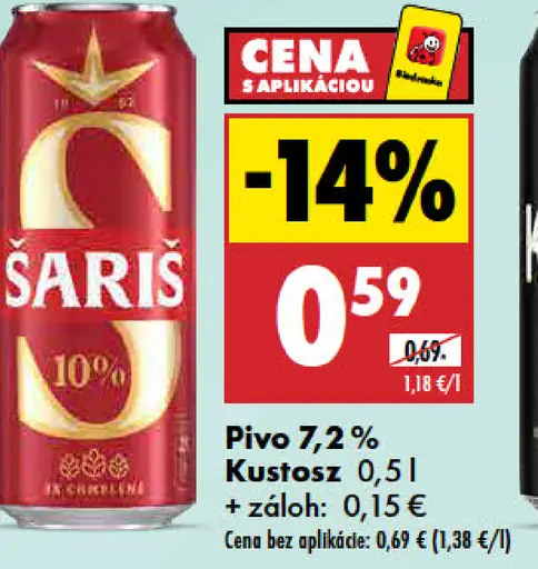 Pivo Šariš 10° plechovka