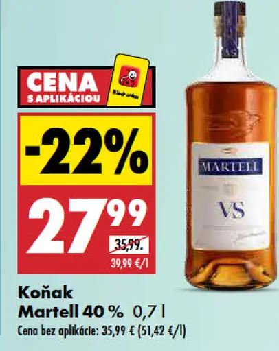 Koňak Martell VS 40 %