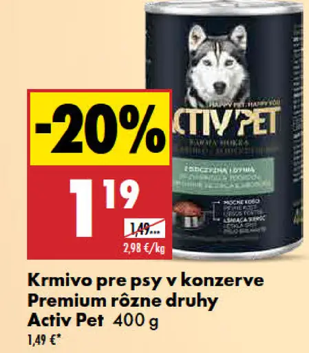 Activ Pet krmivo pre psy konzerva