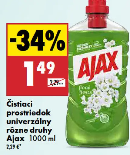 Čistiaci prostriedok univerzálny rôzne druhy Ajax
