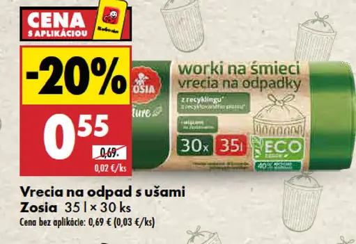 Vrecia na odpad s ušami Zosia 35 l