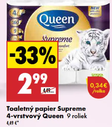 Queen Toaletný papier 4-vrstvový Supreme