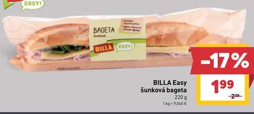 BILLA Easy Šunková bageta