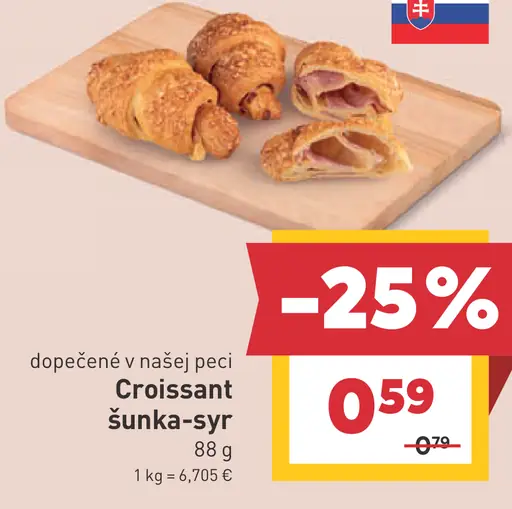 Croissant s šunkou a syrom