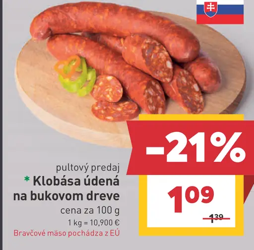 Klobása údená na bukovom dreve