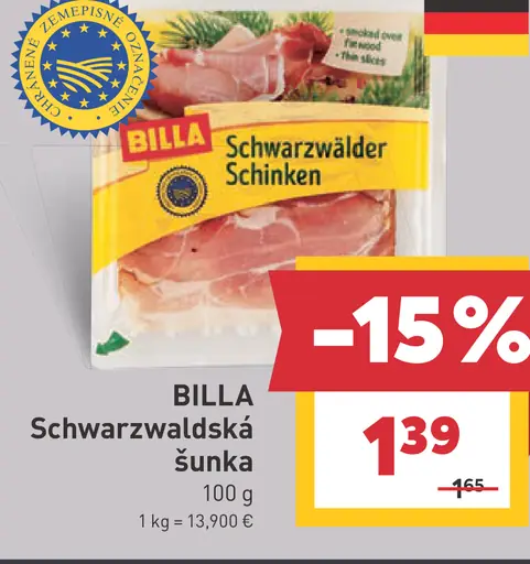 BILLA Schwarzwaldská šunka