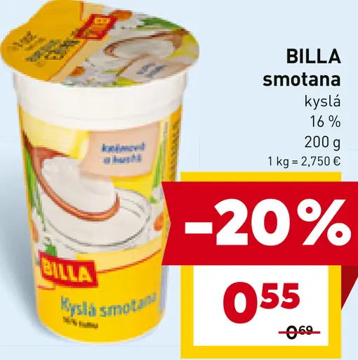 BILLA kyslá smotana