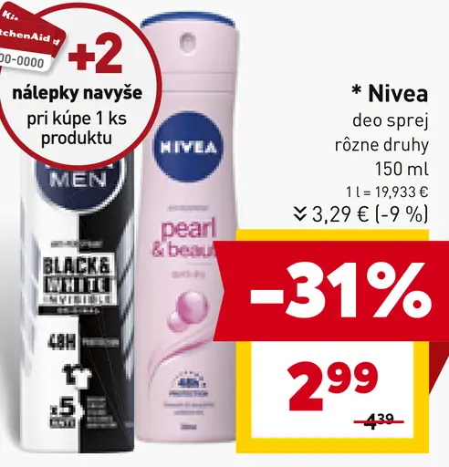 Nivea deo sprej pearl & beauty