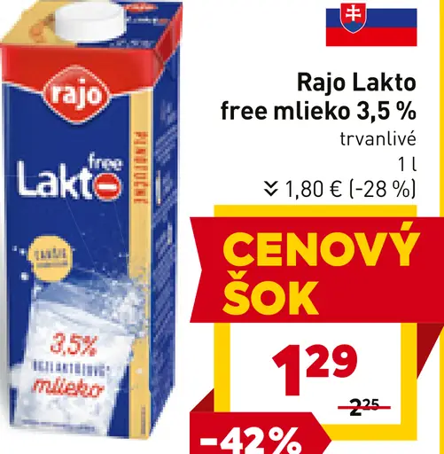 Rajo Lakto free mlieko, 3,5 %